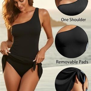 Chic Black One Shoulder Swimsuit